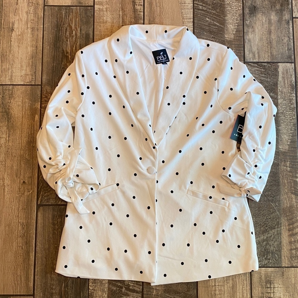 Boom Boom Jeans White Polka Dot Women's Blazer 🆕 - Picture 3 of 14